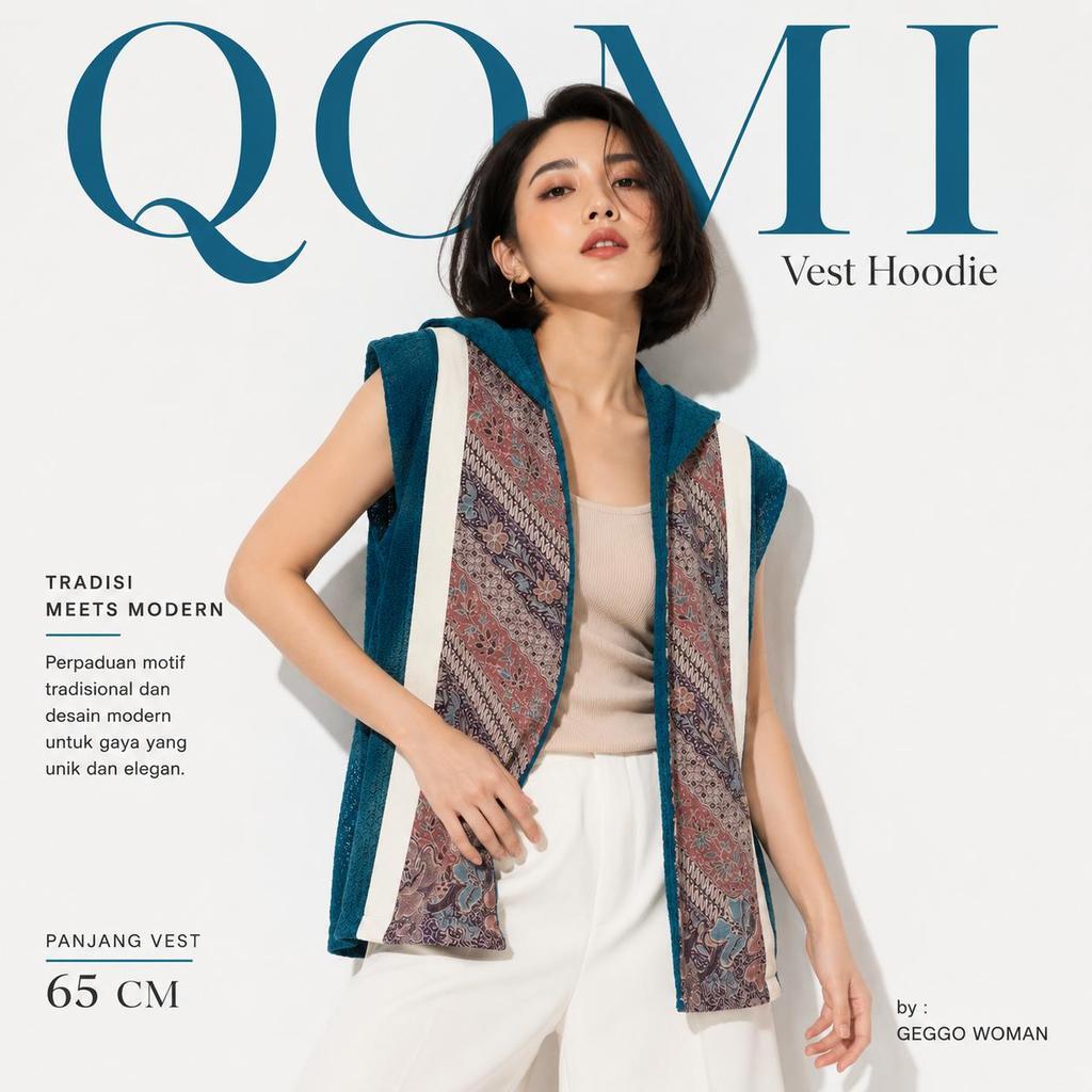 LAPAKSHOP (PROMO 8.8) QOMI vest Atasan Wanita Outer Turkish Bahan Katun Mix by Geggo Woman