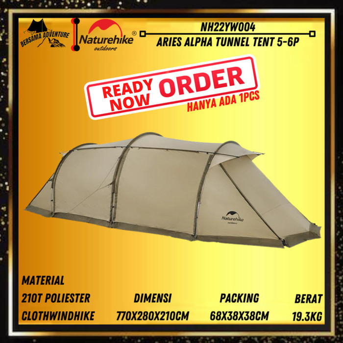 PROMO Tenda Camping Aries Alpha Tunnel Tent 5-6p Naturehike NH22YW004
