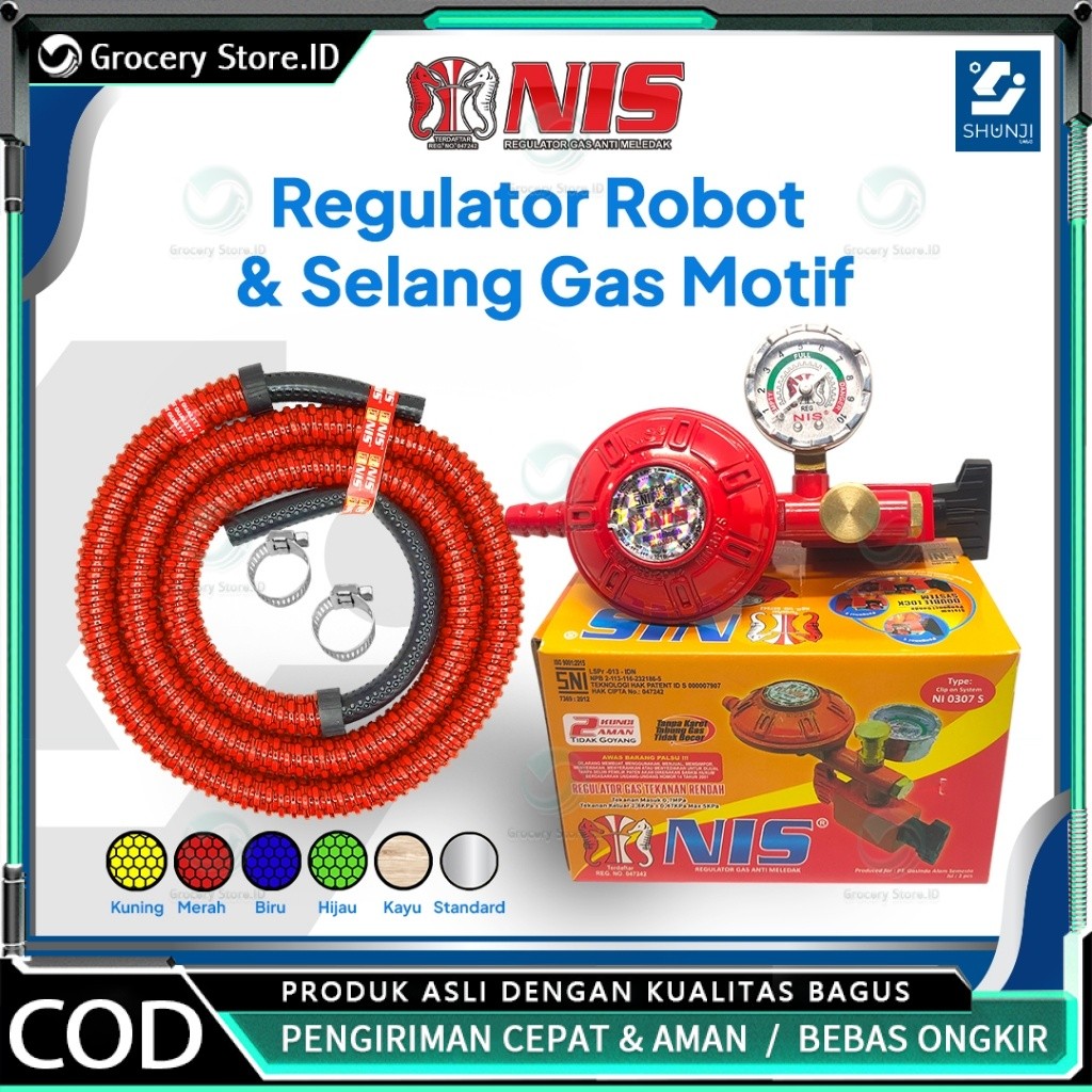 NIS Regulator Kompor Gas ROBOT - Tekanan Rendah (NIS 0307) Paket Hemat Selang Gas