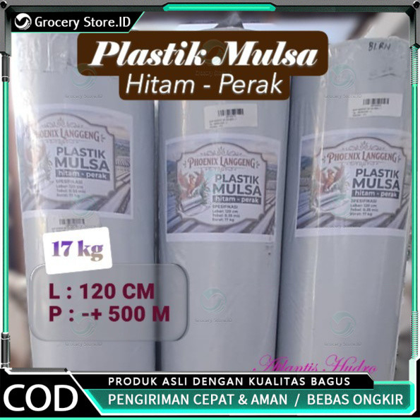 Plastik Mulsa Pertanian Hitam Perak L 1,2 M Panjang 500 M ( 1 Roll )