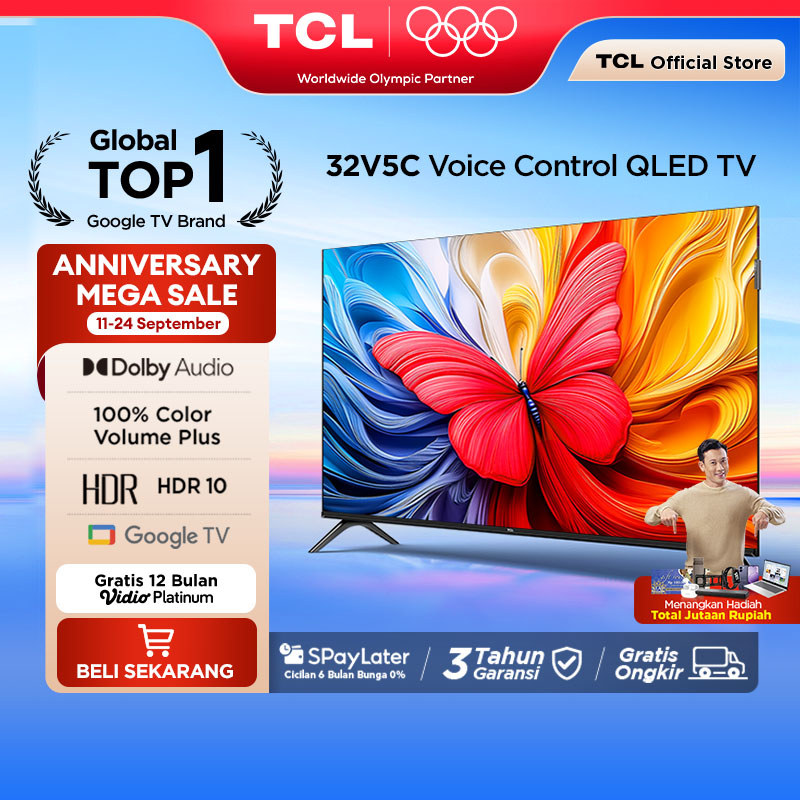 TCL Ultimate QLED FHD TV 32 inch V5C - HDR 10 - Dolby Audio - Google Play/Netflix/Youtube/Disney+Hot