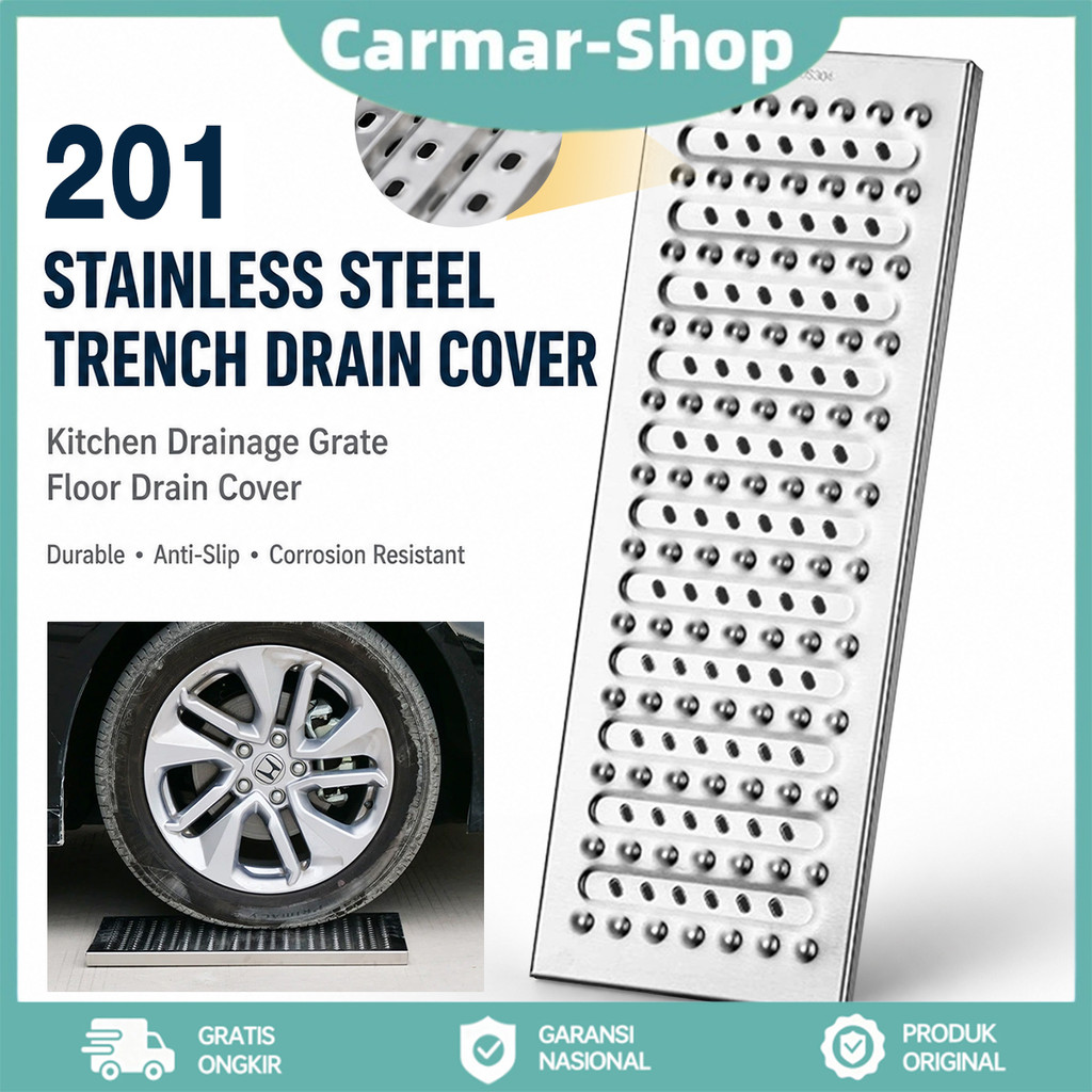 Grill Gutter Stainless Gutter Grating 58*20cm/58*25cm Grating Stainless Cover Penutup Drainase