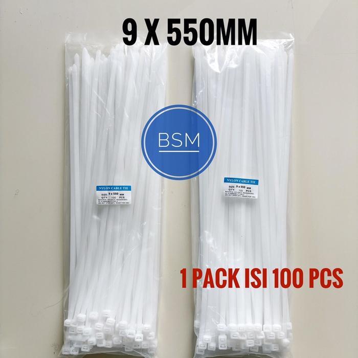 Kabel Ties Cabel Tie 9 x 550mm (55cm) Warna Putih/Hitam 100pcs Nylon Kabel Tie Cabel Ties Kabel Tis 