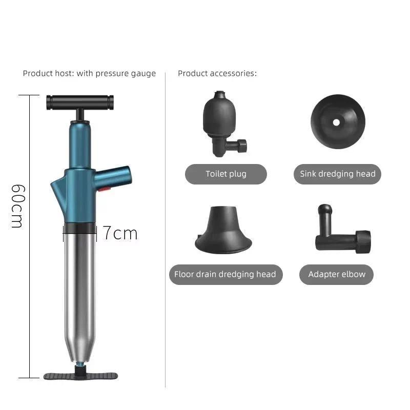 Air Pressure Drain Cleaner Toilet Air Plunger Manual Air Powered Drain Unclogger High Pressure Drain