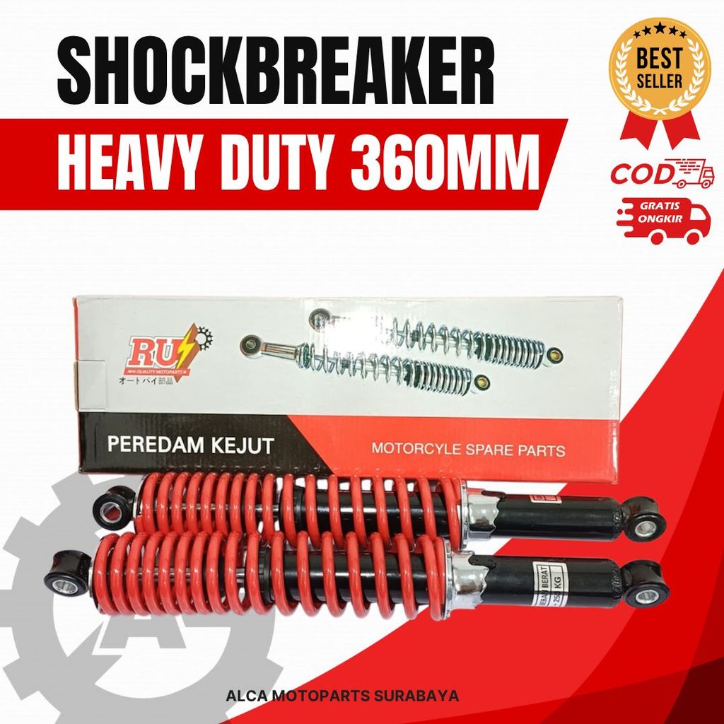 SKOK SHOCKBREAKER SHOCK BREAKER BELAKANG HEAVY DUTY 360 MM 360MM HEAVY DUTY RED MERAH