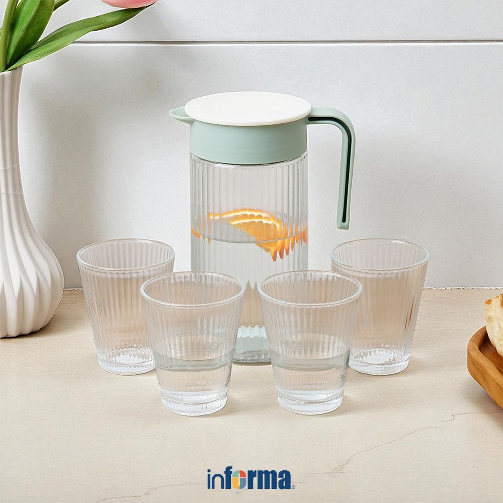 Informa Appetite Appetite Halli Teko Minum & Gelas 1 Liter Set 5 pcs Transparan