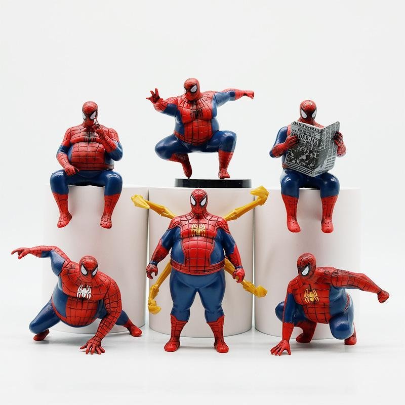 Spider Man Figure 11cm 6pcs Set Fat Version Action Figure Superhero Koleksi