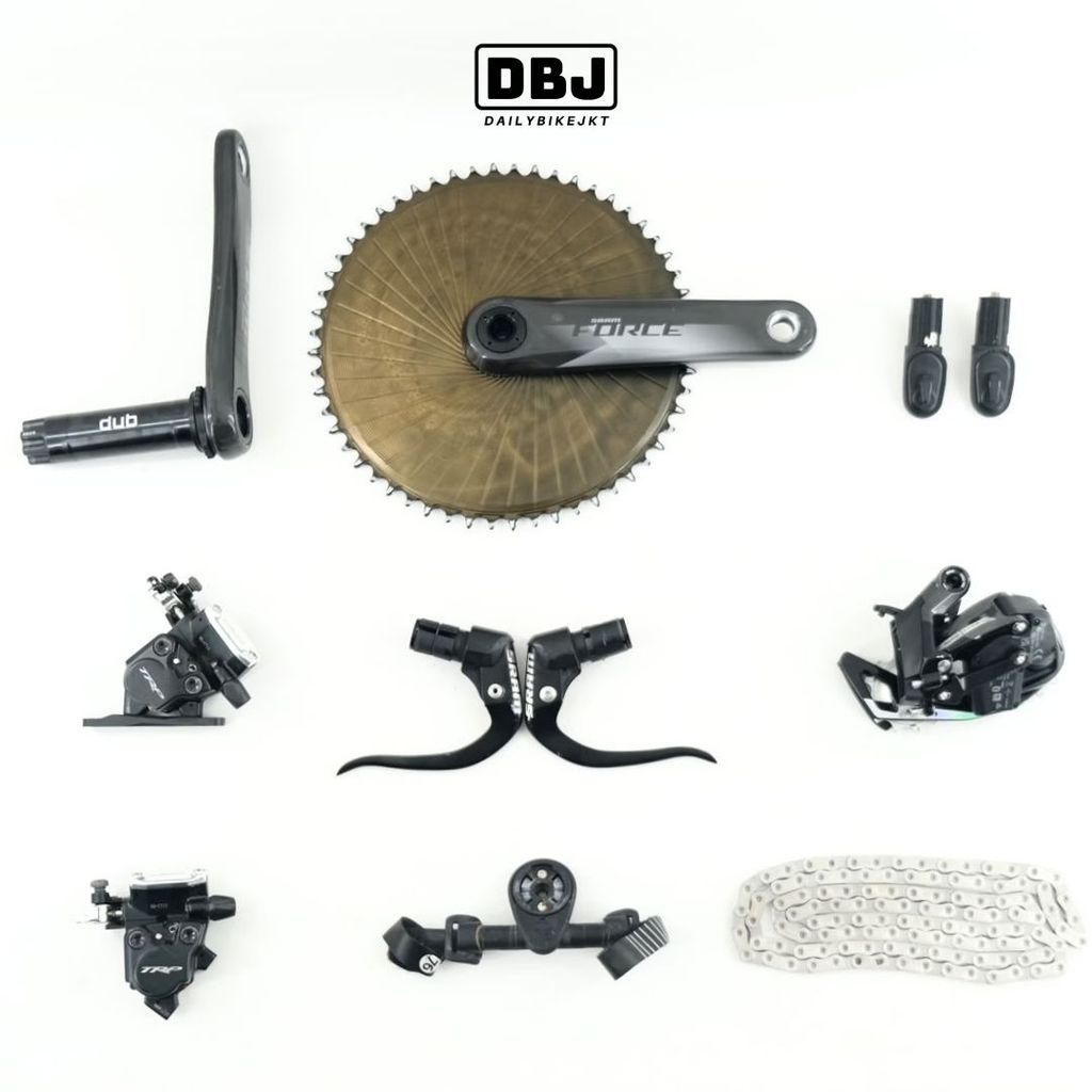 Groupset SRAM Force AXS D1 TT Triathlon Groupset 1x12 Speed 56T 165mm Semi Hydraulic Electronic USED