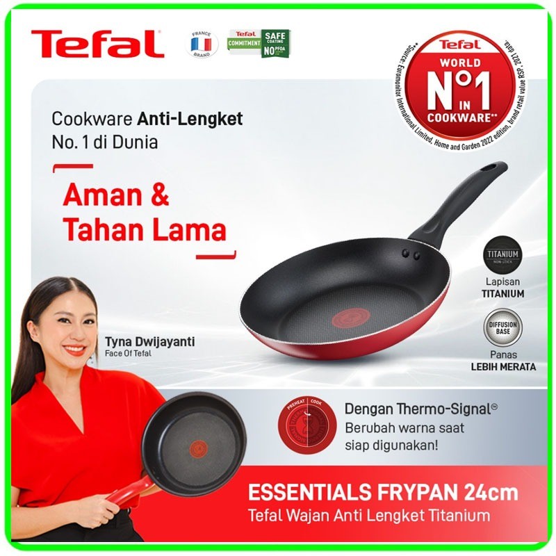 WAJAN ANTI LENGKET TEFAL ESSENTIAL SERIES Frypan 22 CM - 24cm Wajan Teflon Anti Lengket - ORIGINAL 1