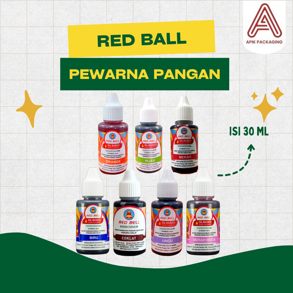 PEWARNA MAKANAN WARNA BIRU / COKLAT / HIJAU / MERAH / MERAH MUDA / ORANGE / UNGU UKURAN 30 ML MEREK 