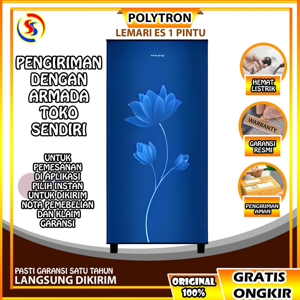 KULKAS 1 PINTU KULKAS POLYTRON KULKAS PRB 159 BIRU MERAH 150 LITER GARANSI RESMI (Khusus Cargo)