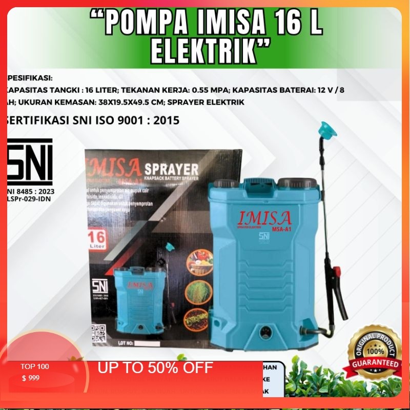 POMPA SPRAYER MSA-16 ELECTRIC 120psi BERGARANSI 1 TAHUN( GARANSI 1 BULAN SPRAYER ELEKTRIK 16 LITER )