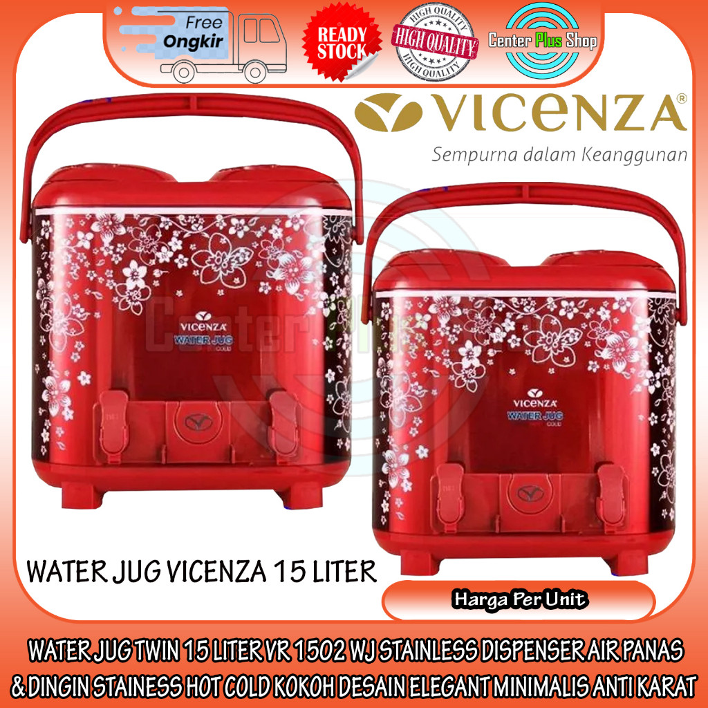 Vicenza Water Jug Twin 15 Liter Vr 1502 Wj Termos Dispenser Air Panas Dingin Stainles Wadah Aer Seri