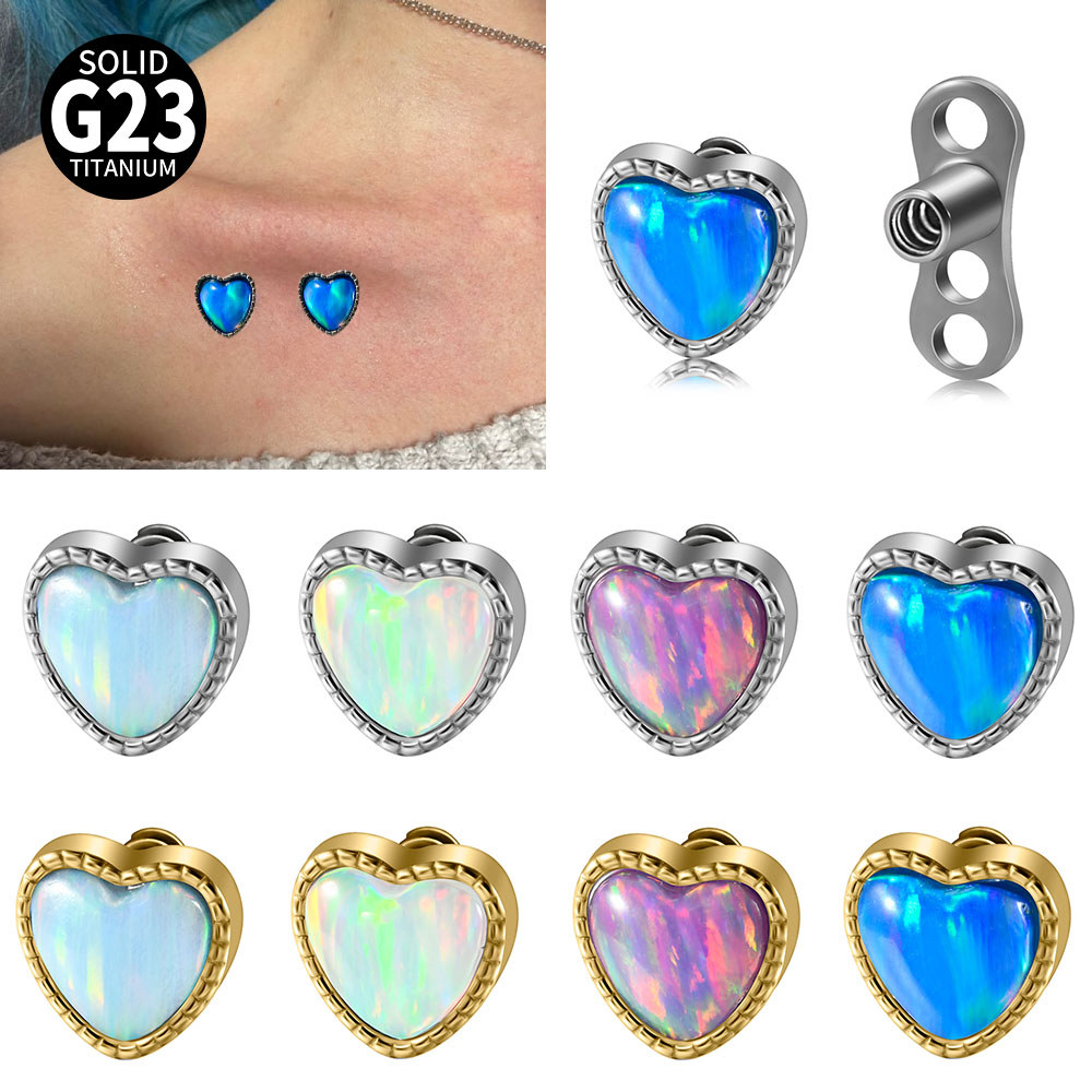 1-4PCS Inplanted Grade Titanium Micro Dermal Anchor Opal Stone Top Micro Dermal Anchor Piercing Skin