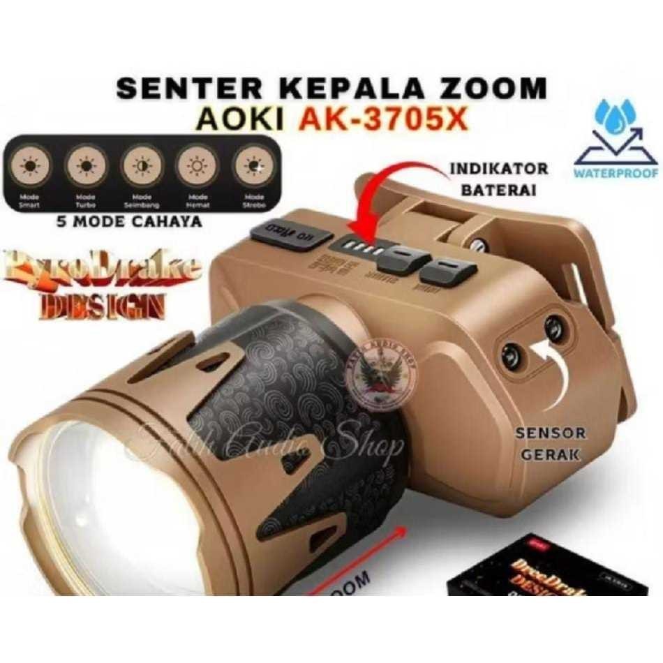Senter Kepala AOKI PyroDrake AK-3705X 90W 43000Lumen Dual Light