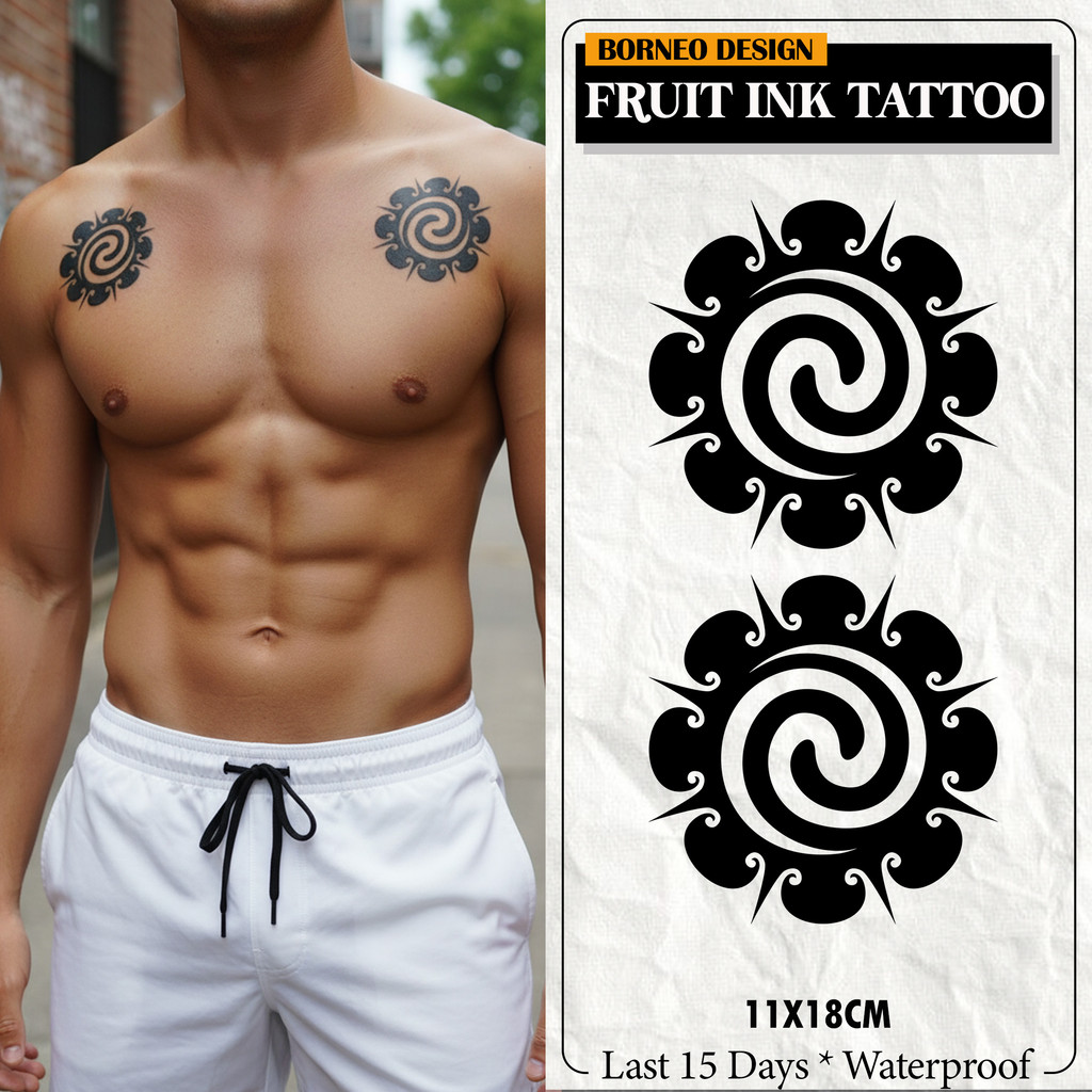 Stiker Tato Temporer FRUIT INK Bunga Terong Dayak 1 – Semi Permanen 18x11cm, Waterproof & Aman untuk