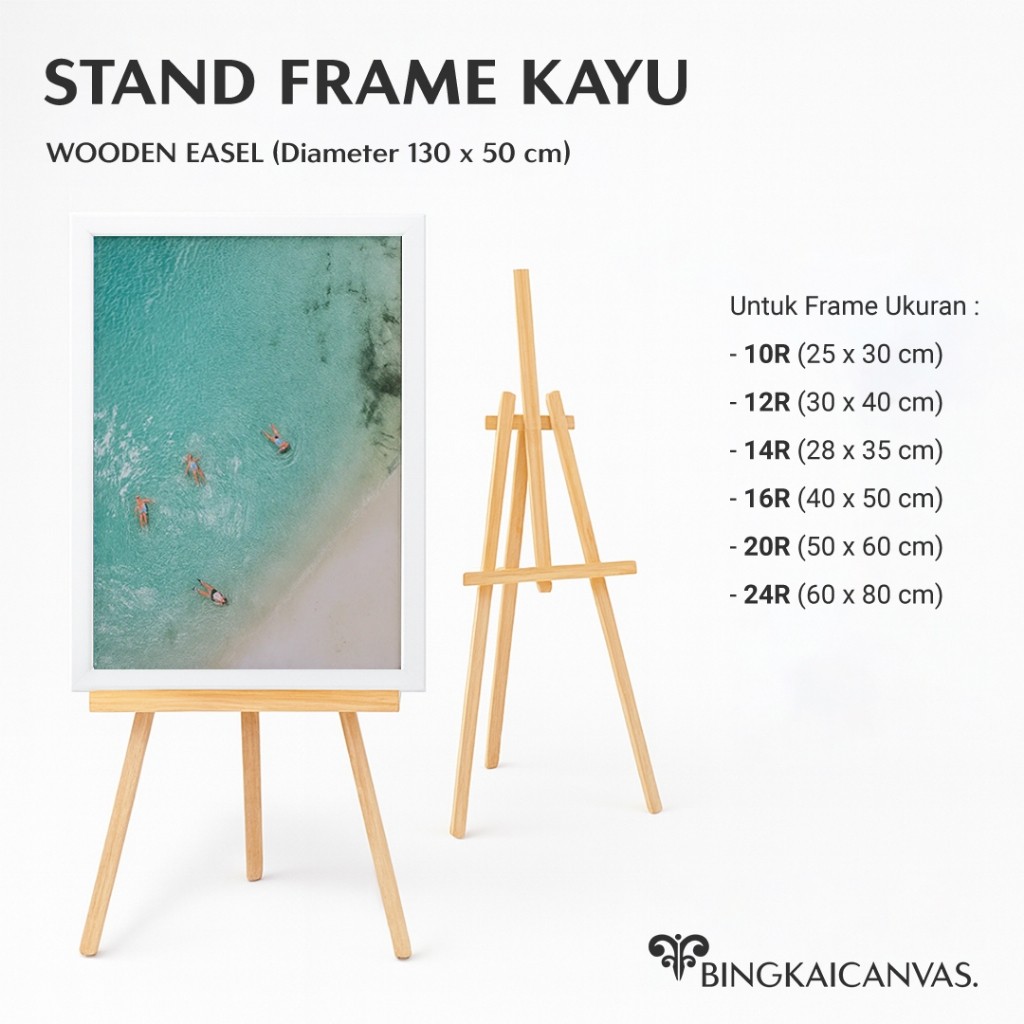 Stand frame foto prewedding besar / stand bingkai kayu / stand lukisan / stand kanvas lukis