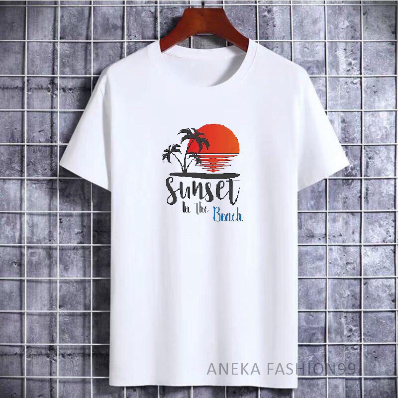 KAOS UNISEX KAOS SUNSET IN THE BEACH KAOS PANTAI kaos OVERSIZE HOLIDAY BEACH PARADISE ISLAND  / Kaos