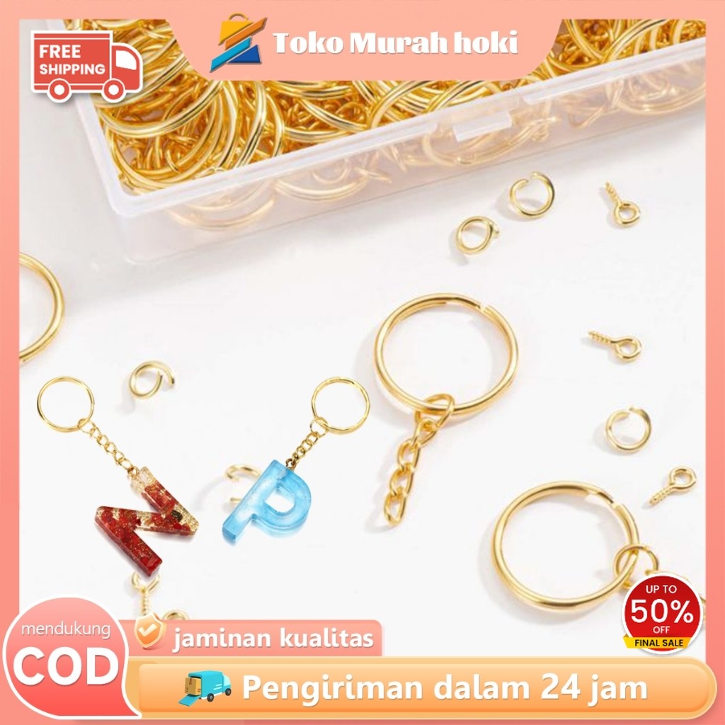 Ring Gantungan Kunci 50pcs Ring Keychain Ukuran 25mm Ring Ganci Gepeng Ring Gepeng Kunci Emas