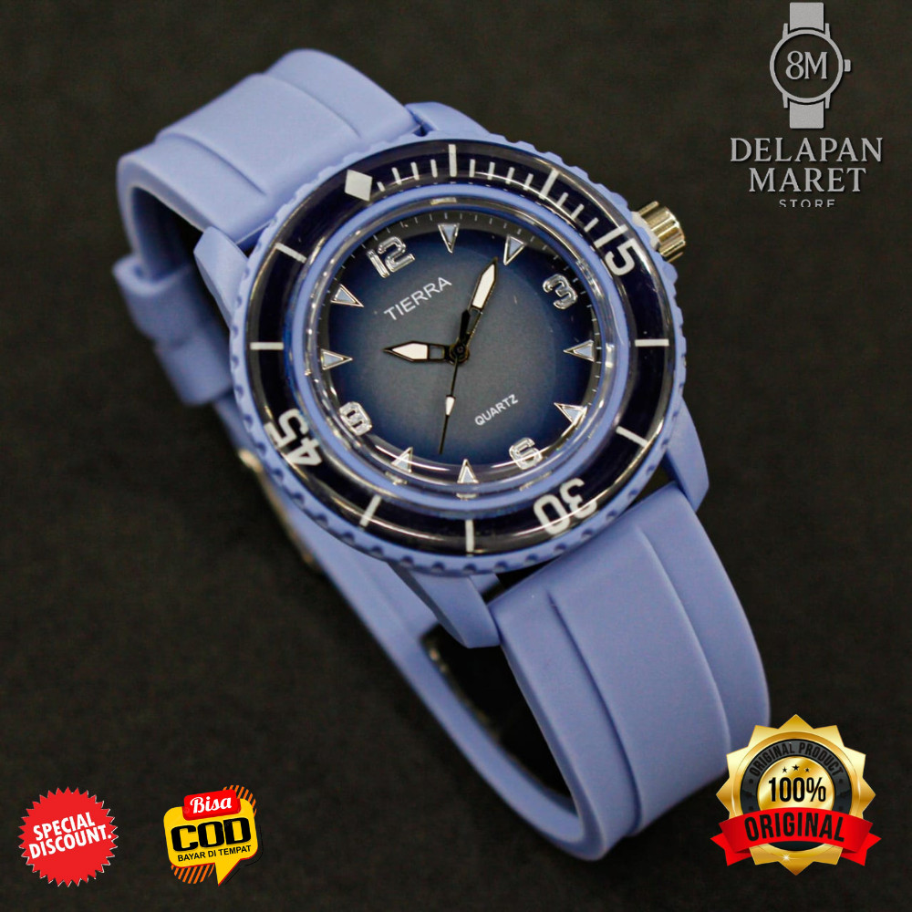 DELMART Tahan Air Jam Tangan Unisex (Pria dan Wanita) Jam Tangan Kasual TIERRA 11850 Hitam Fifty Fat