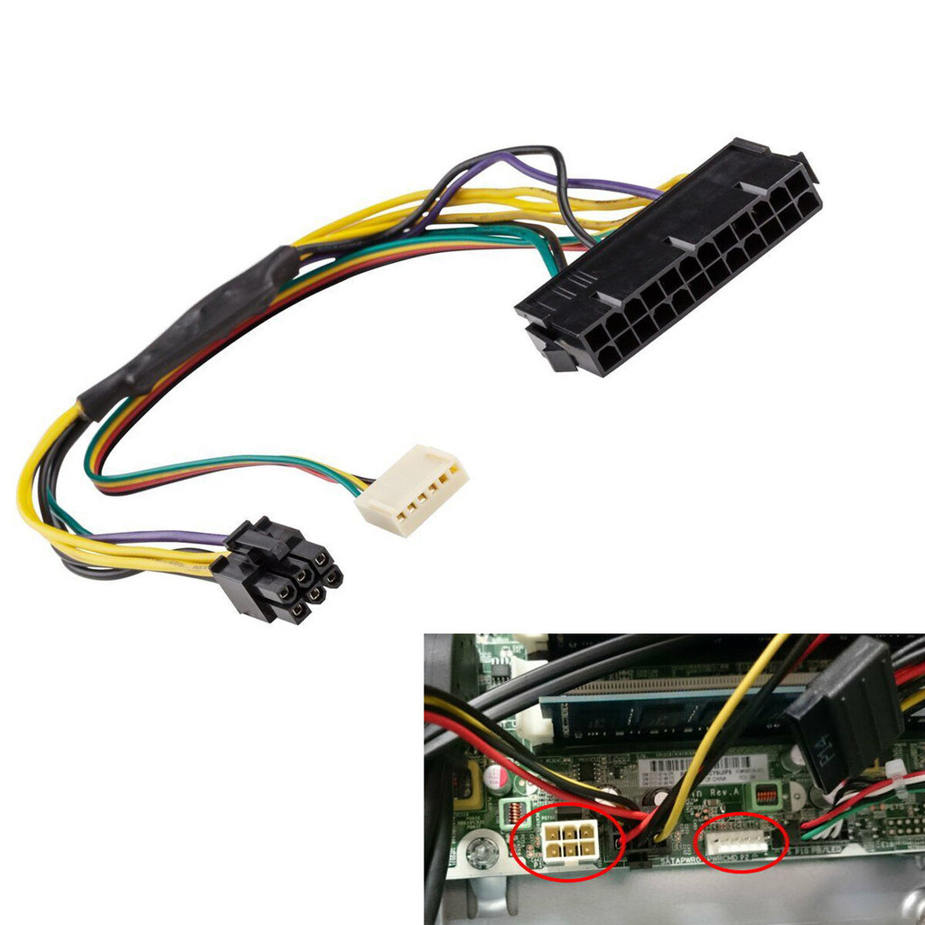 Kabel PSU ATX 24Pin to 6Pin - 6 Pin (2 Port 6Pin) Adapter Cable 30Cm Untuk Komputer HP PC Motherboar