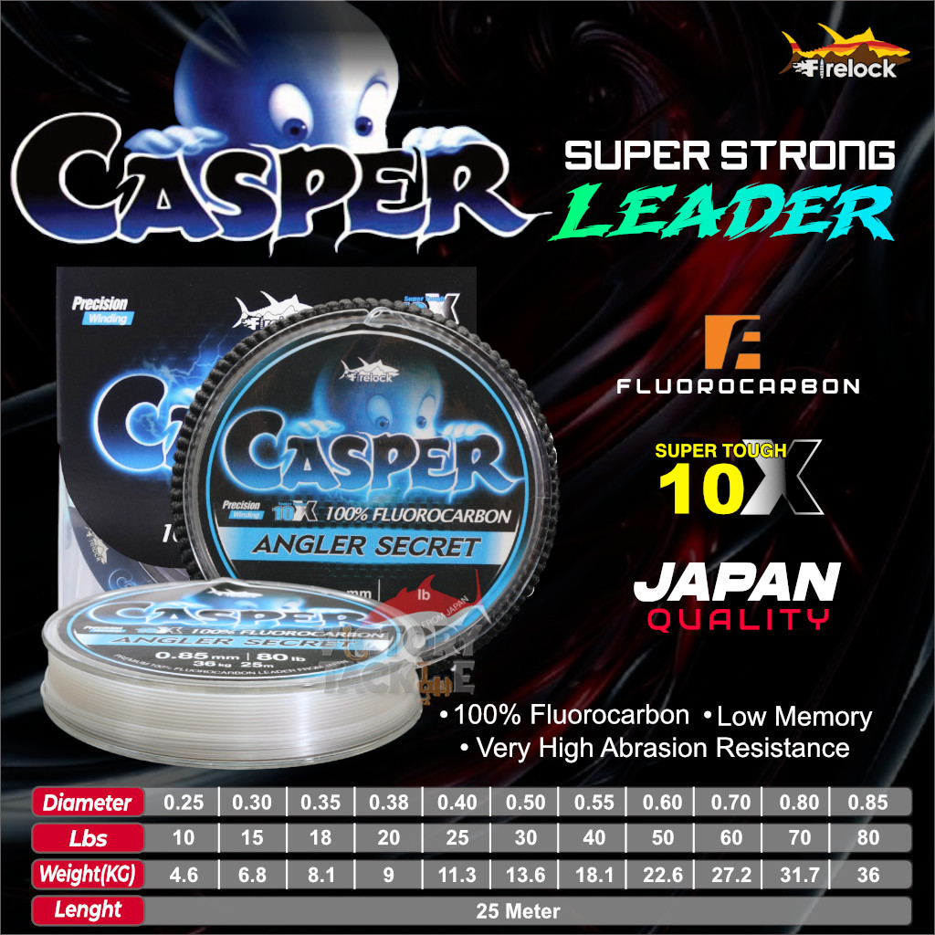 Leader FIRELOCK CASPER PREMIUM 100% FLUOROCARBON LEADER 25 METER FROM JAPAN SENAR PANCING LEADER FLU