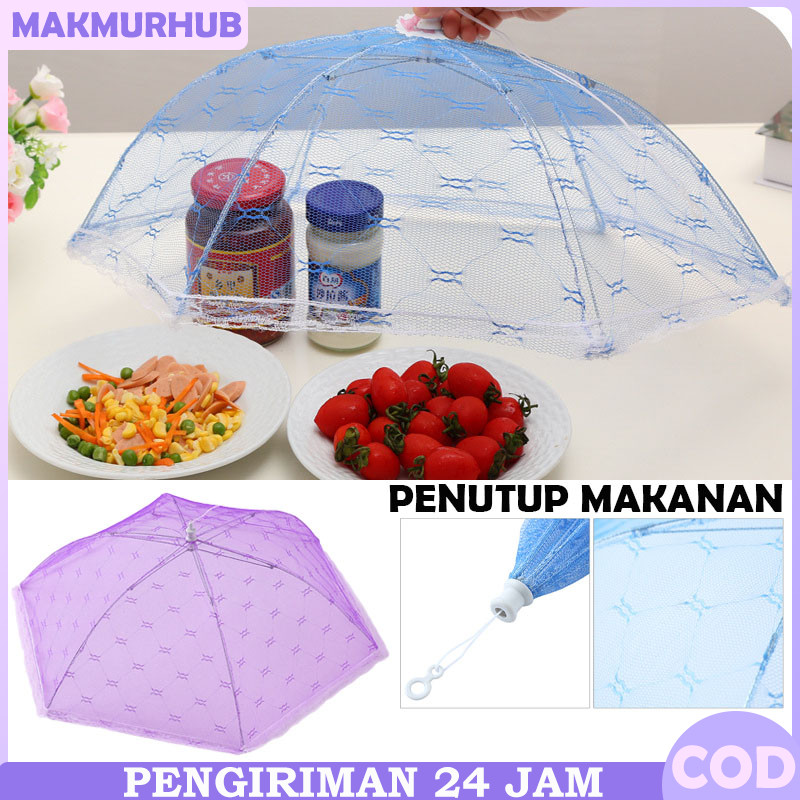 Tudung Saji Lipat Jaring Penutup Makanan/Warna Acak Jumbo/Umbrella Food Cover Besar