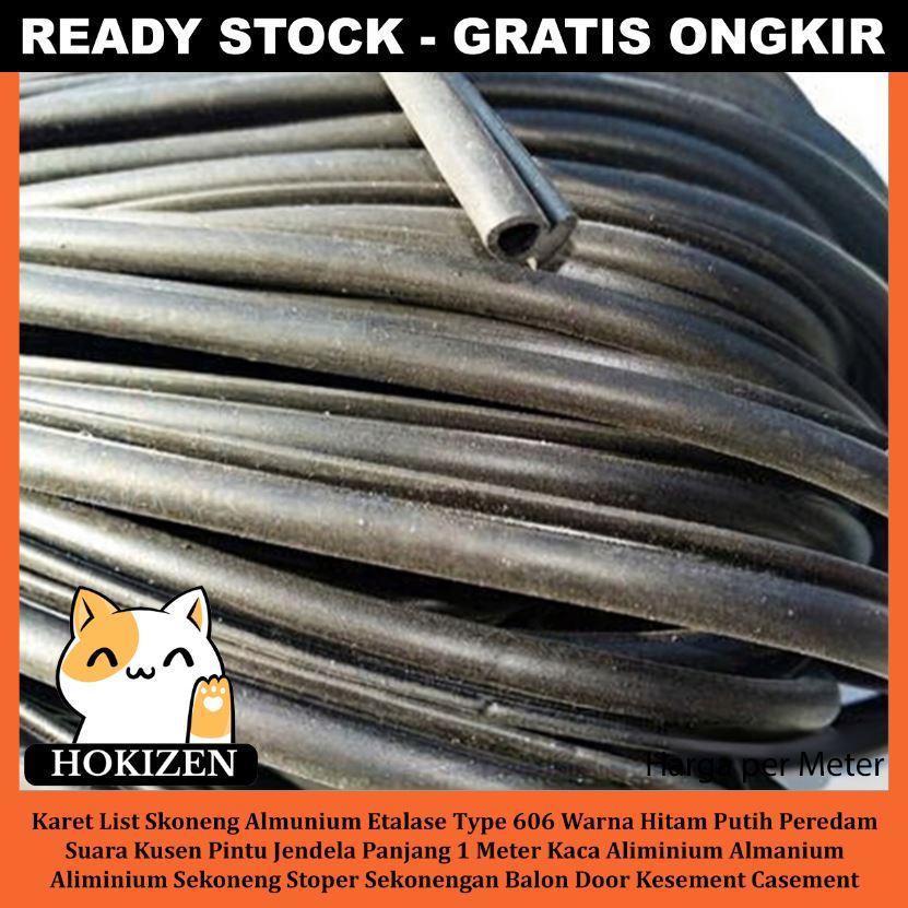 Karet List Bulat Peredam Suara Skoneng Stoper Type 606 Panjang 1m Kusen Pintu Jendela Aluminium Lis 