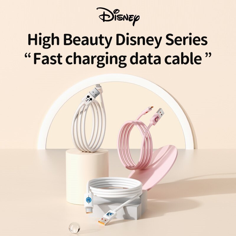 Disney Kabel Data Pengisian Cepat Set Lengkap: USB-A ke USB-C dan USB-A ke Lightning, Kabel Fast Cha