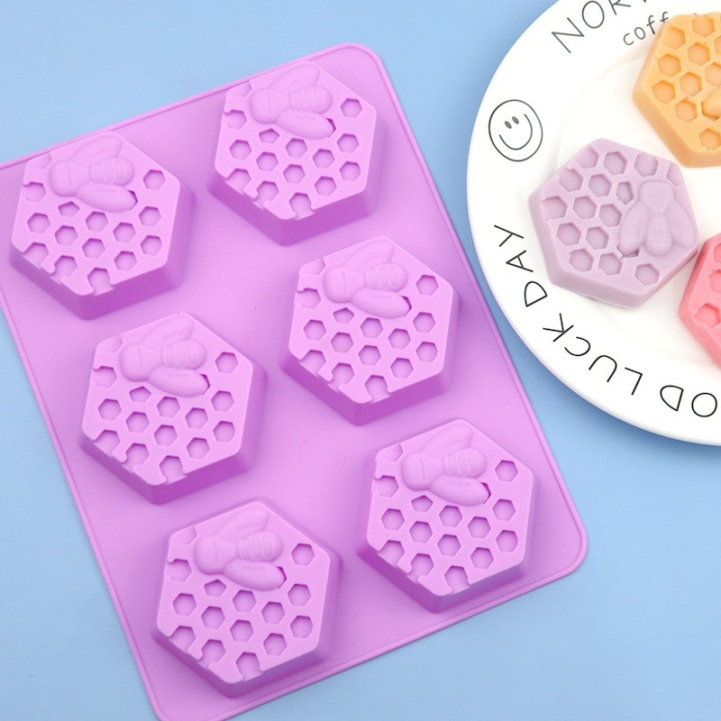 3D Handmade Soap Silicone Mold 6-Piece Bee Shape Silicone Mold DIY Handmade Soap Mold Homemade Honey