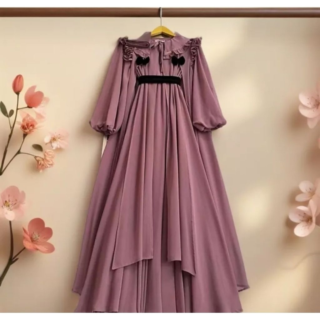 FT - Chalisha polos dress set auter gamis kurung wanita muslim terbaruSize M L XL XXL  bahan ceruty 