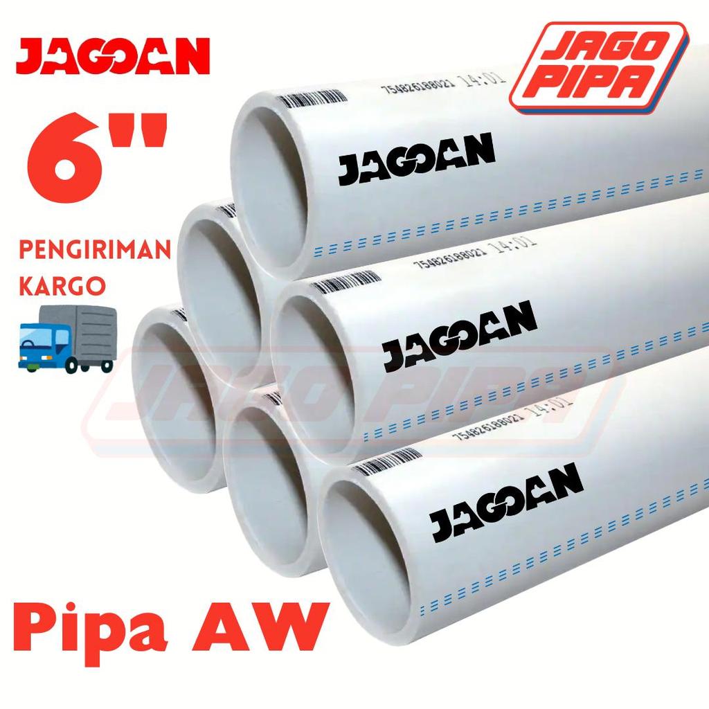 Jagoan Pipa AW 6 Inch PVC Air Bersih MOF 4 Meter Paralon Putih Pralon 6"