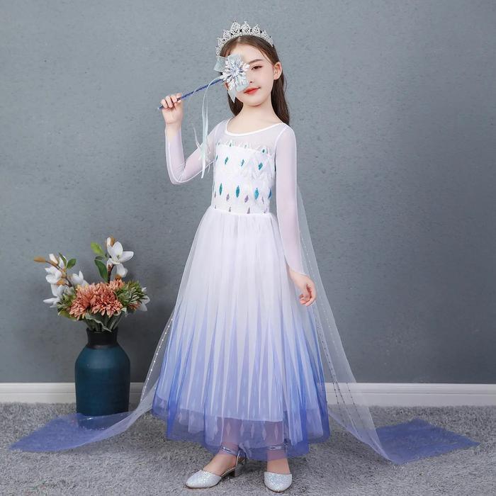 s b Kostum Frozen 2 Dua Elsa 28 Dress Baju Anak Putri Princess Putih Ungu - 100l