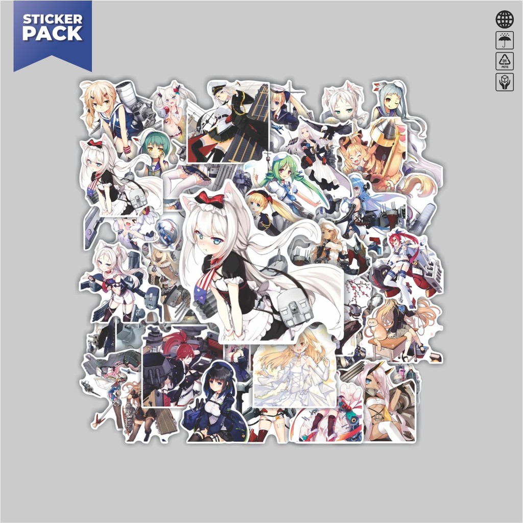 [100PCS]Stiker Pack Stiker AZUR LANE CHARACTER MIX Aesthetic Vinyl Anti Air Dekorasi Sticker Laptop 