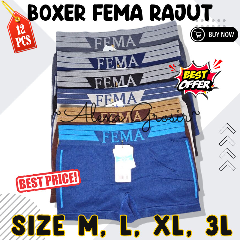 12Pcs CD Celana Dalam Boxer Pria Fema Rajut Sport 7788 7789