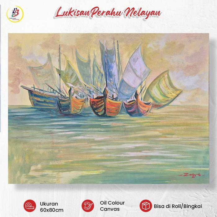 PROMO Lukisan Bandung Lukisan Kapal Laut Handmade Dekorasi Vintage Kanvas Dinding 60x80cm - 1, Roll