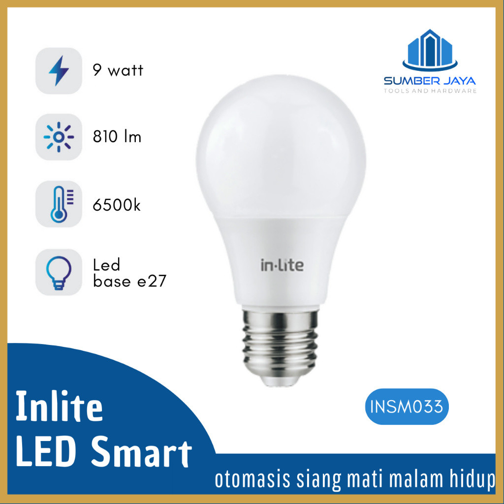 Lampu LED Inlite Sensor Siang Malam 9 Watt Bergaransi