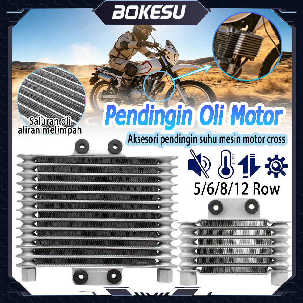 Pendingin Oli Motor Universal Aluminium 125ml, 5row/6row/8row/12row M10/M12 Radiator Oli Modifikasi 