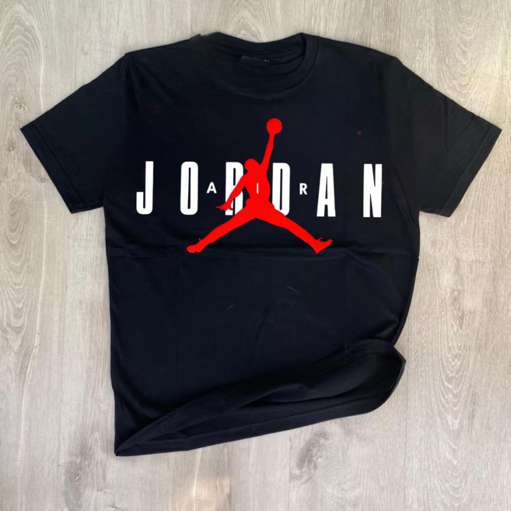 Kaos Distro Jordan Unisex Katun T-shirt pola Trapeze gaya basket NBA atasan kasual longgar katun ata