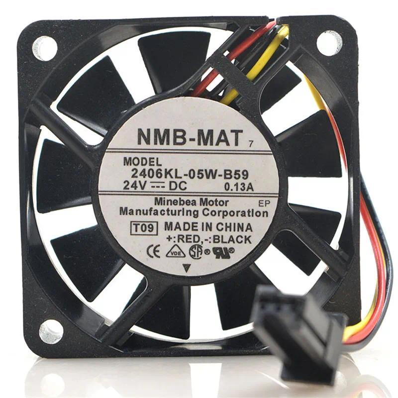 For NMB-MAT 2406KL-05W-B59 DC 24V 0.13A 3.12W 6cm 6015 60x60x15mm 4600RPM Frequency Converter CNC Ma