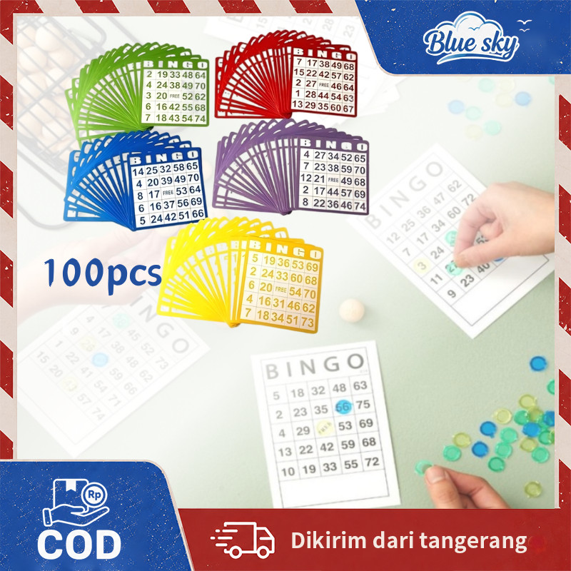100pcs Set Kartu Bingo Besar 5 Warna Bingo Card Lengkap