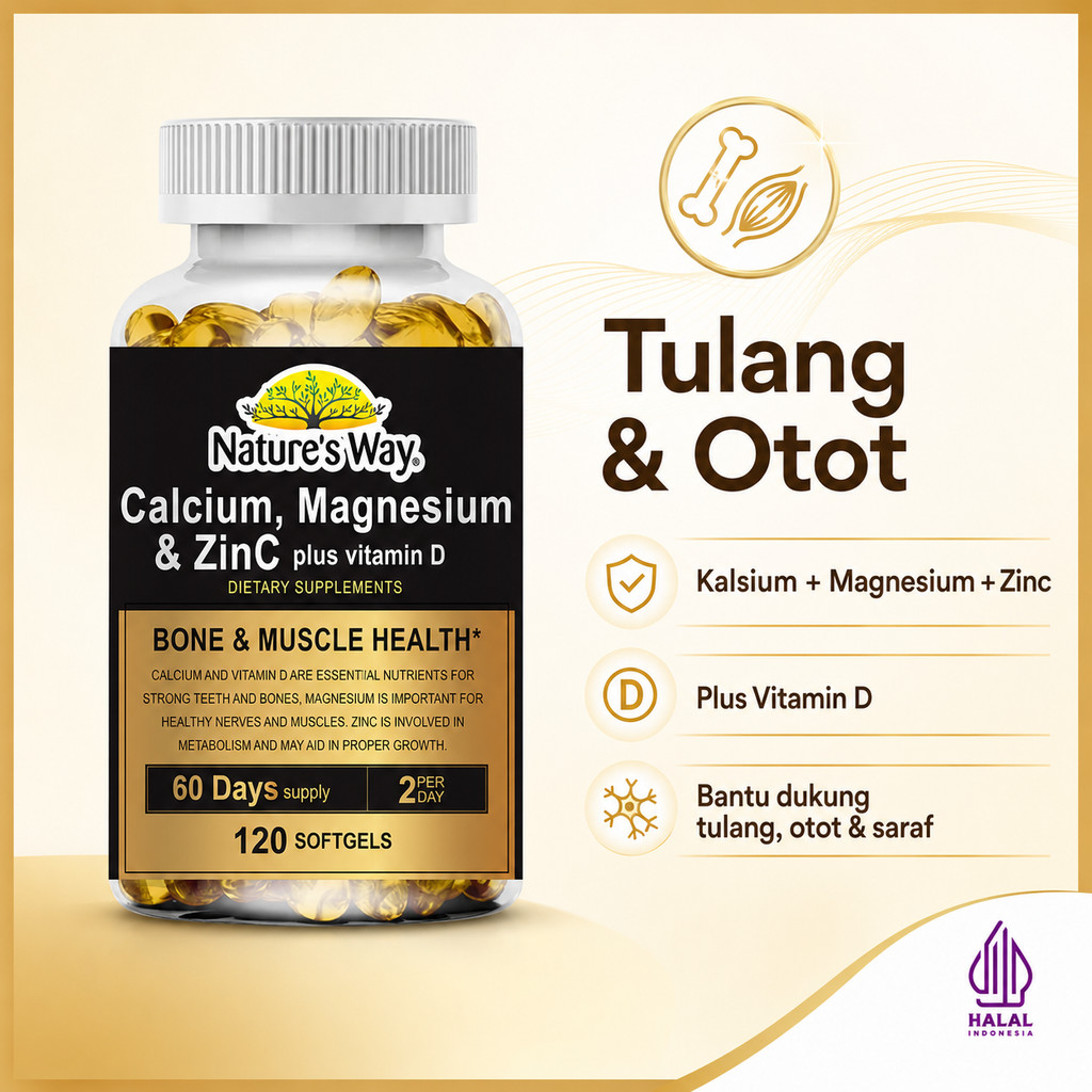 Calcium Magnesium Zinc Vitamin D Softgels Calcium, Magnesium Suplemen Kalsium D3 K2 Magnesium Menduk