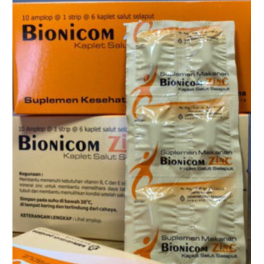 1 Strip 6 Kaplet BIONICOM ZINC Multivitamin Vitamin Murah Original 100%