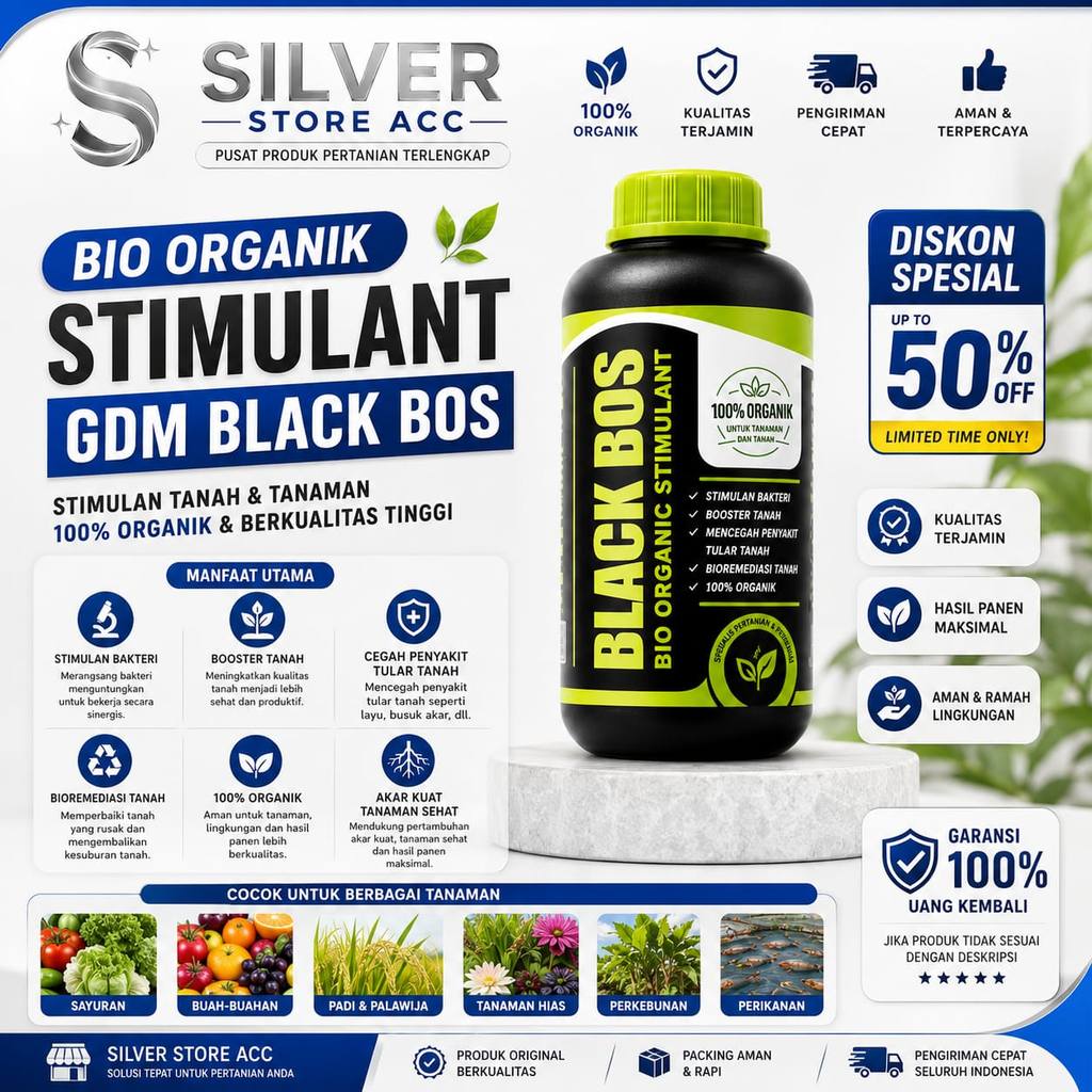 Bio Organic Stimulant GDM Black BOS 1Kg Pupuk Organik Cair Perangsang Akar Booster Tanah Penyubur Ta