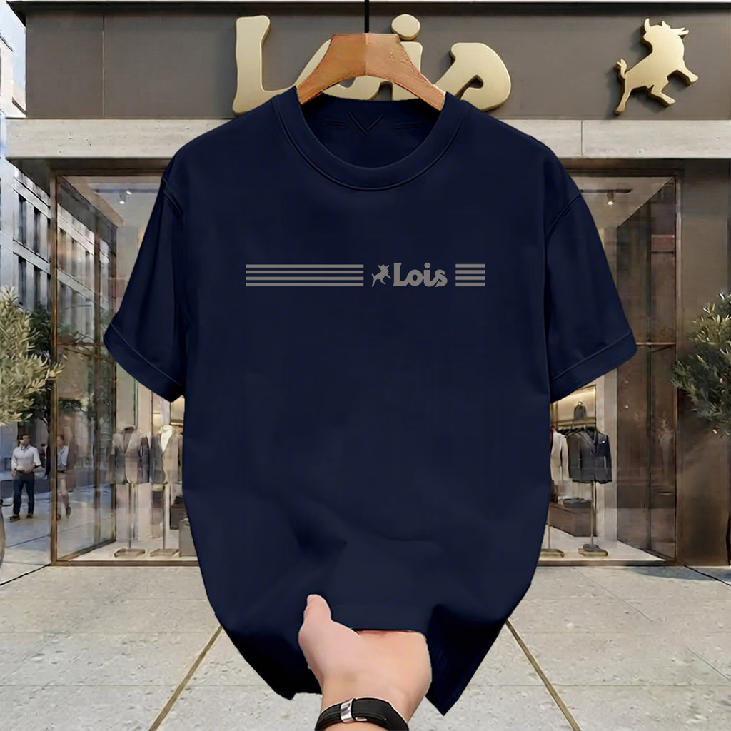 Kaos Lois Pria T Shirt Distro Navy 100% Original Model Terbaru 2026 Cotton Combed 24s Asli Baju Leng