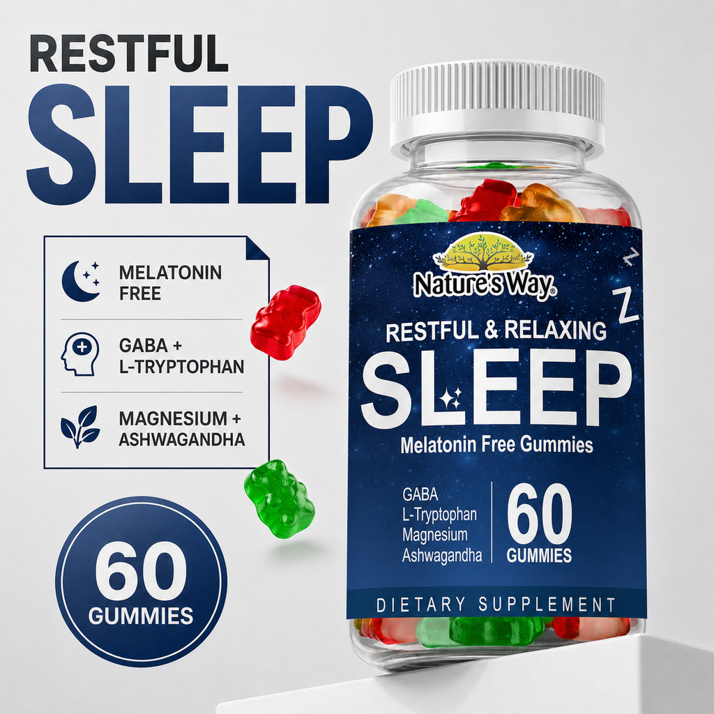 Sleep Gummies Melatonin Free 60 Gummies Suplemen Tidur Relaksasi GABA Magnesium Ashwagandha
