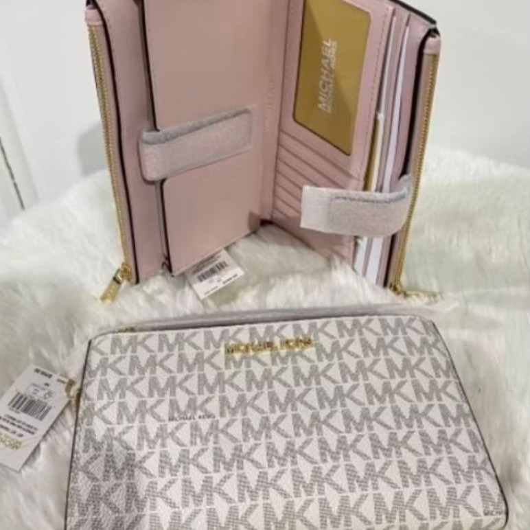 Dompet original MK jet set travel large double zip wristlet