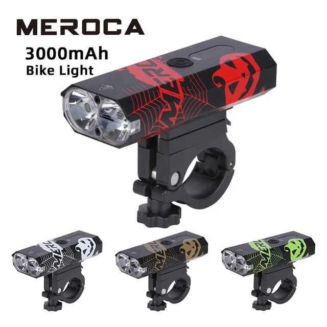 Foto Meroca Lampu Depan 3000mah 600 lumen Sepeda LED USB Rechargeable Light cas charge