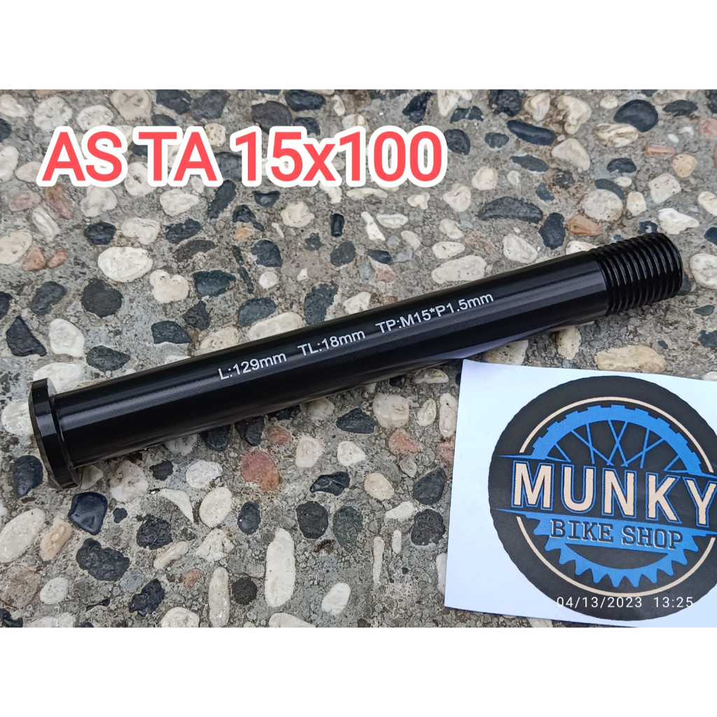 Foto AS TA Thru Axle Shaft 15x100 non boost ulir drat 1.5 medium Alloy Poros hub Sepeda MTB