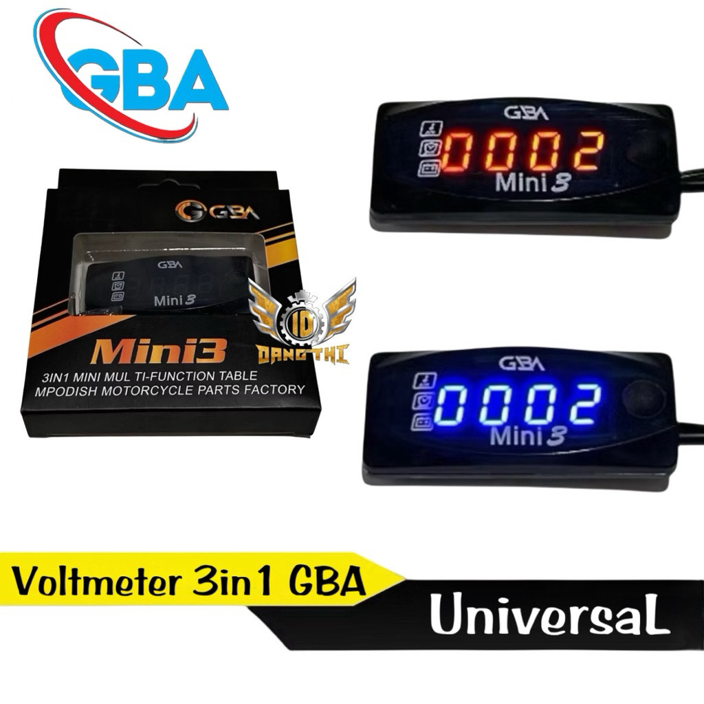 Voltmeter Jam Digital Temperatur Suhu 3 In 1 / Digital Voltmeter Motor 3in1 Merek GBA Original